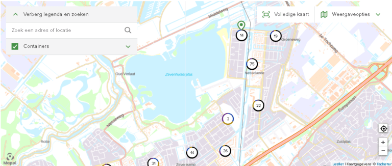Ondergrondse afvalcontainer vol? Hierbij de plattegrond met 183 afvalcontainers in Nesselande!