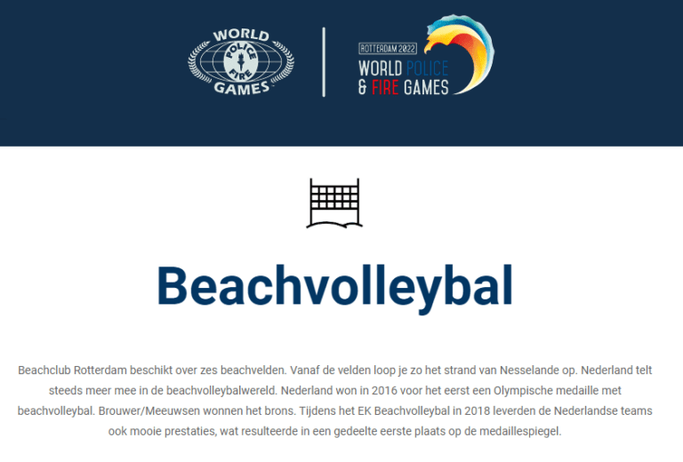 Beachclub Rotterdam-Nesselande zomer 2022 onderdeel van prestigieuze World Police & Fire Games