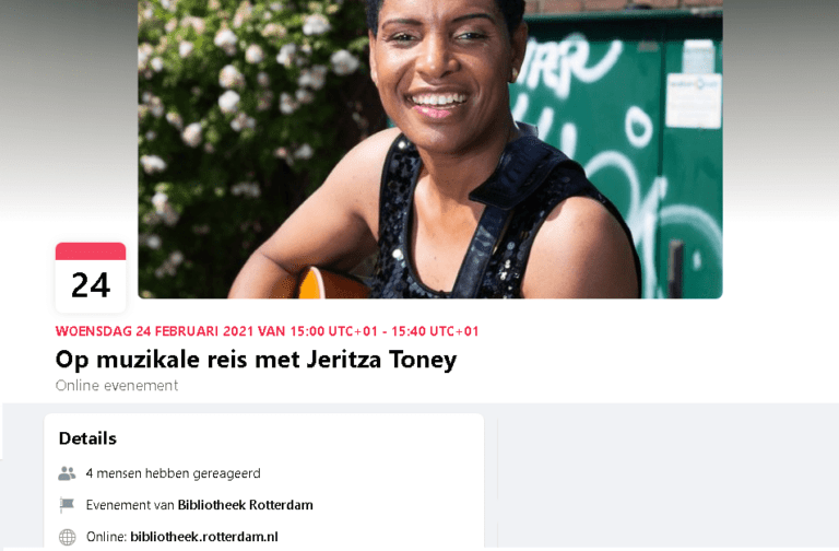 Voorjaarsvakantie: Bibliotheek (Nesselande) ‘Op muzikale reis met Jeritza Toney’ #onlineevent
