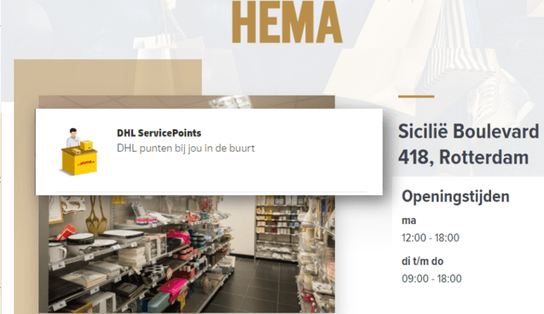 Ook de HEMA Nesselande is nu een DHL ServicePoint