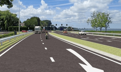 Het nieuwe asfalt ligt op de Brandingdijk