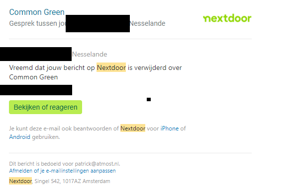 Afb. 11 Een beheerder tracht op persoonlijke titel bewonerscontent en -discussies te verwijderen en belemmeren
