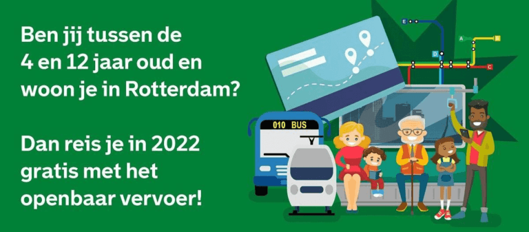 Kinderen reizen in Rotterdam in 2022 gratis met het OV