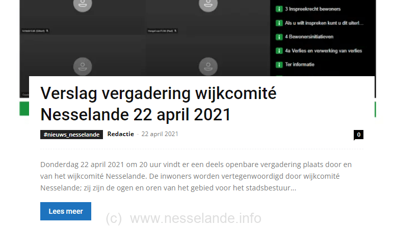 Vergaderingen van het wijkcomité Nesselande