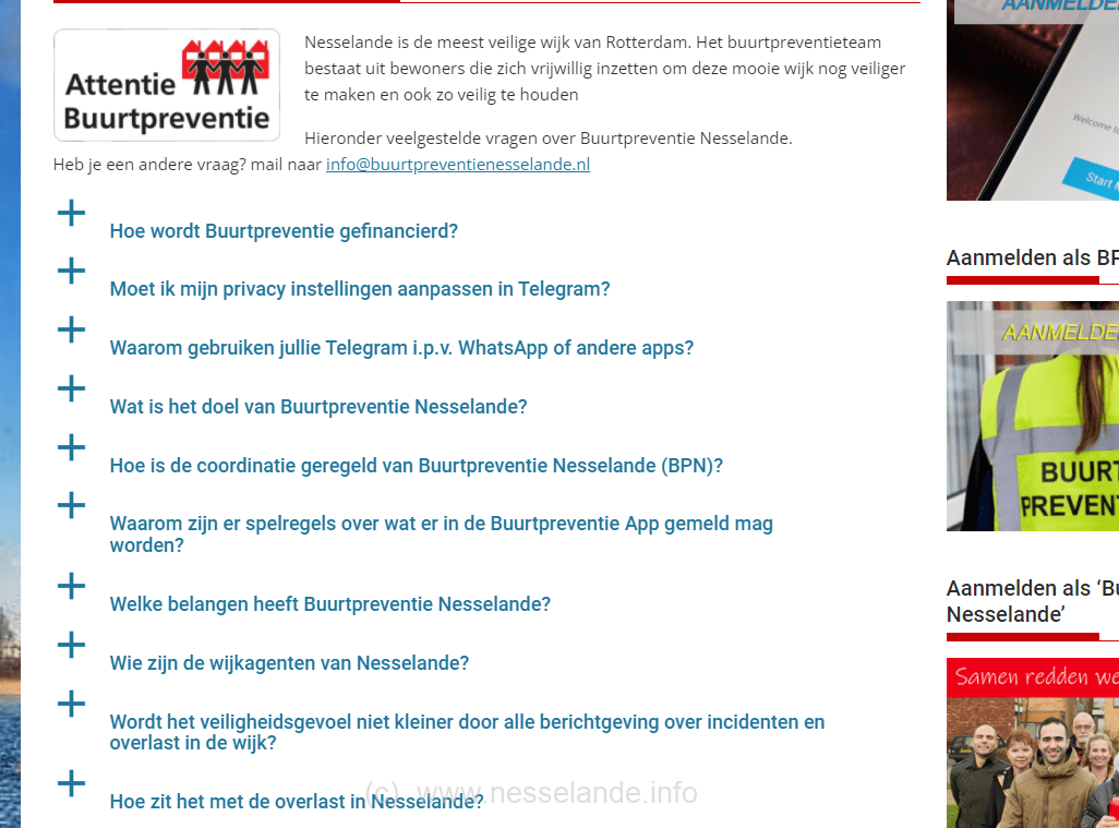Aanpassing website Buurtpreventie Nesselande na artikelen en vragen Nesselande.info