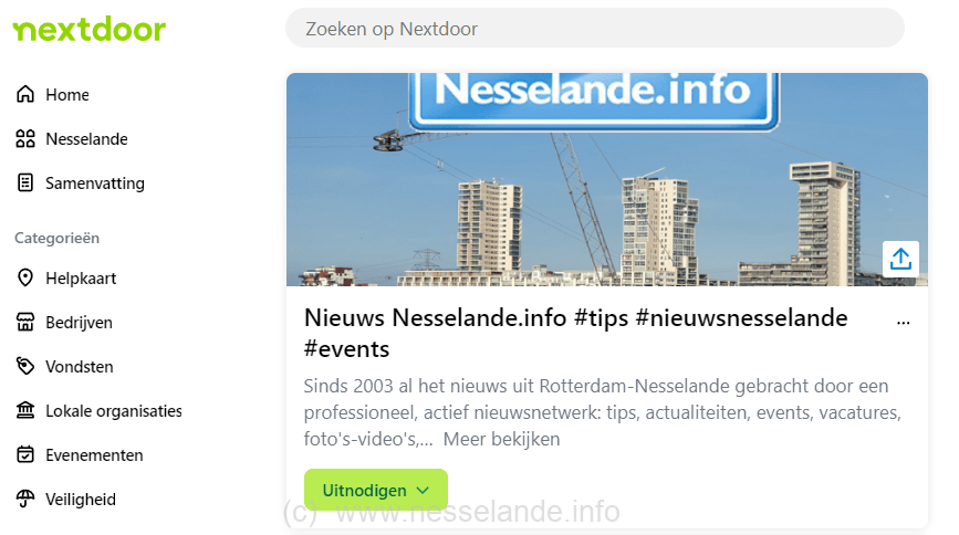 Succesvolle nieuwsgroep Nesselande op Nextdoor