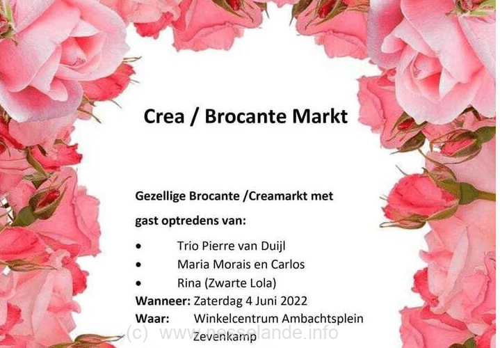 Crea/Brocante markt Zevenkamp zaterdag 4 juni 2022 (met gratis marktkraam)