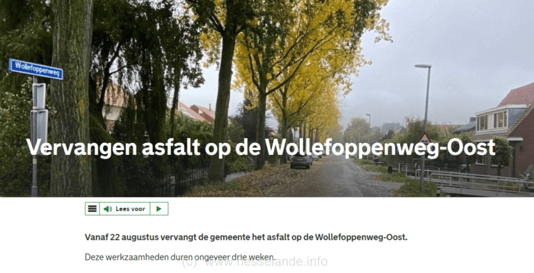 Vervangen asfalt op de Wollefoppenweg-Oost bij Nesselande