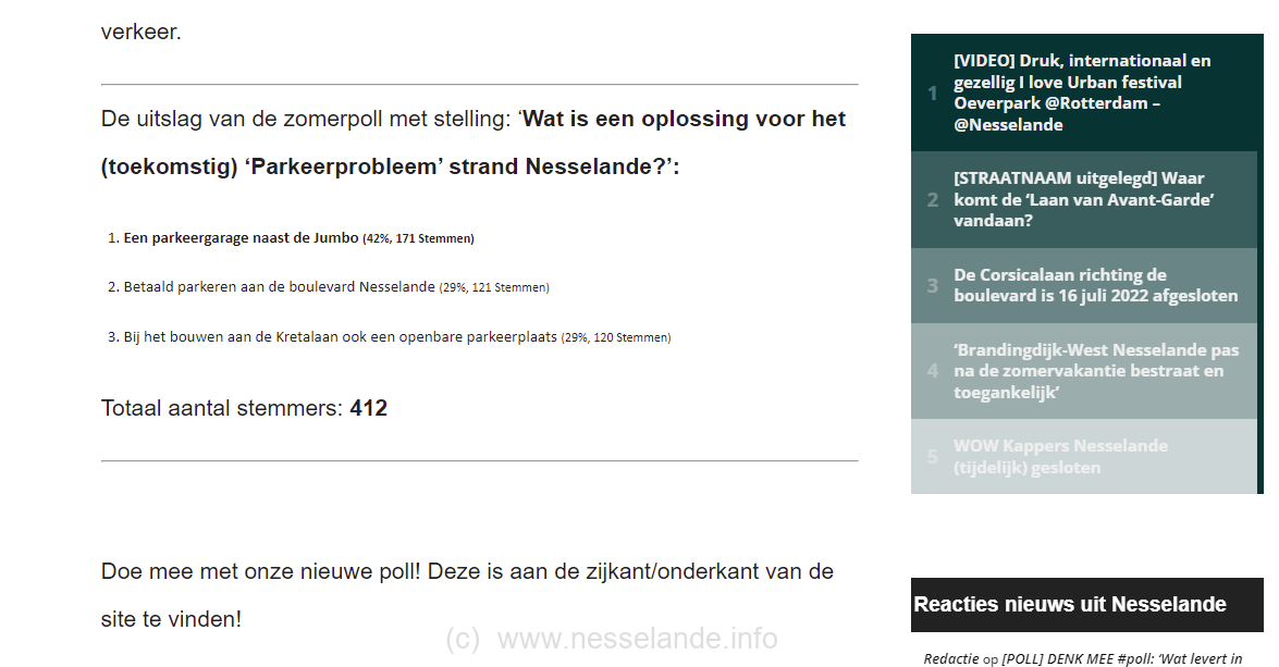 Uitslag in 2018 poll Nieuws Nesselande 