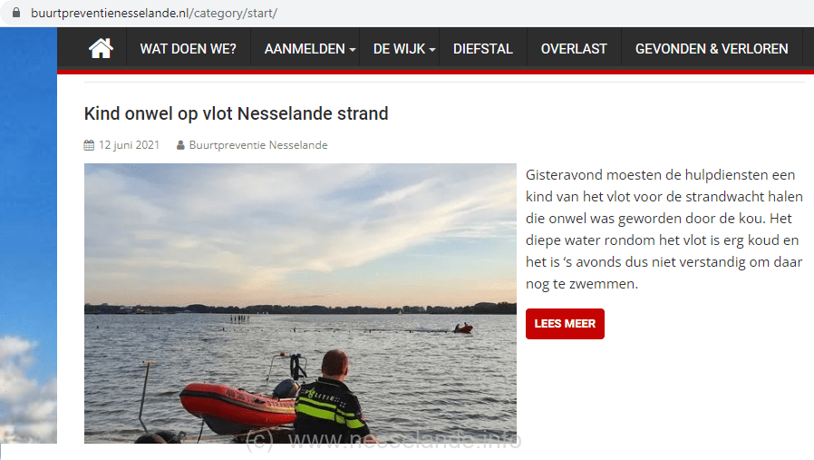 In 2021 is een kind onwel geraakt op het vlot