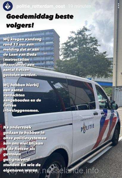Verdachten diefstal en fietsen opgepakt metro Nesselande; van wie zijn deze fietsen?