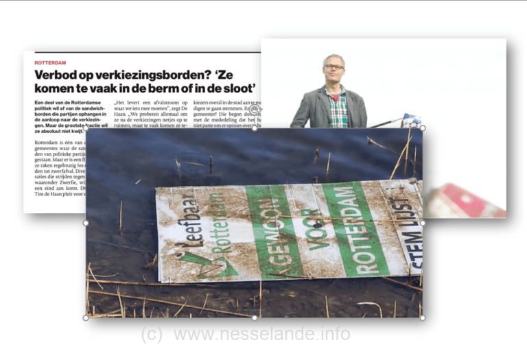 Doe mee! Zwerfie+Nesselande.INFO: niet weer campagneborden zwervend in sloot en op straat