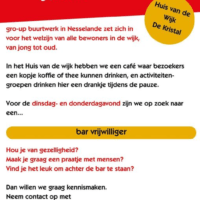Huis van de Wijk zoekt een barvrijwilliger