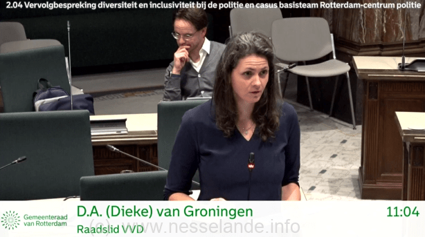 Mevrouw Dieke van Groningen van de VVD Rotterdam.