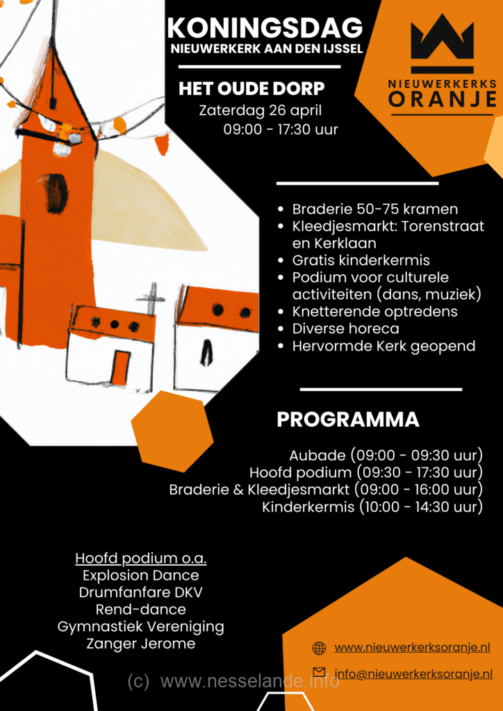 26 april diverse activiteiten Koningsdag in Nieuwerkerk aan den Ijssel