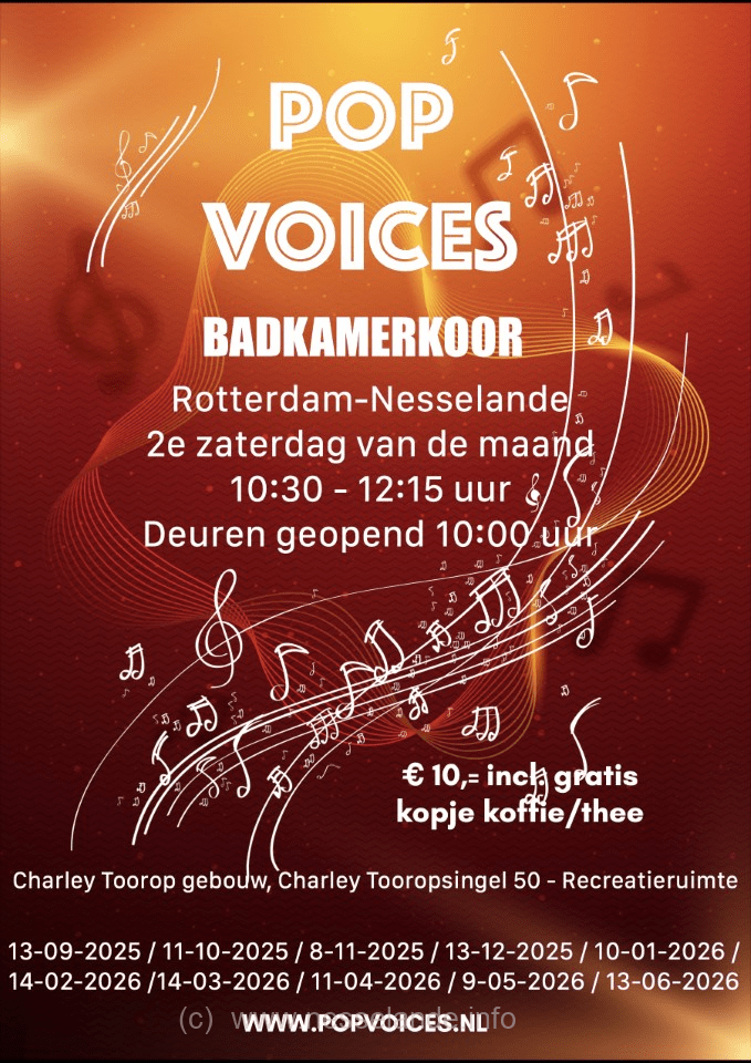 Nieuwe edities Pop Voices Badkamerkoor in Rotterdam-Nesselande