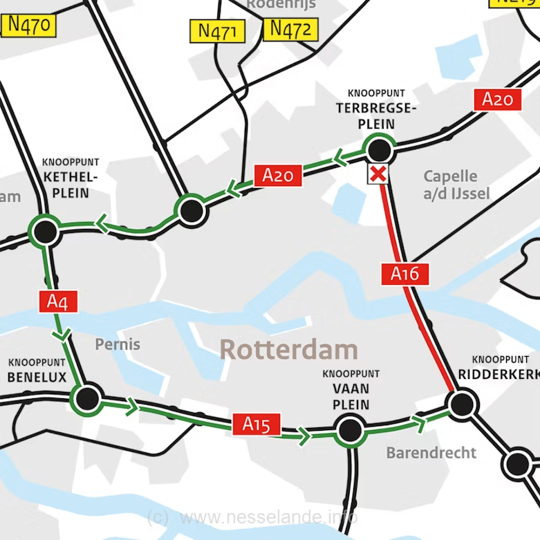 A16 bij Nesselande weekend van 19 - 22 september afgesloten 