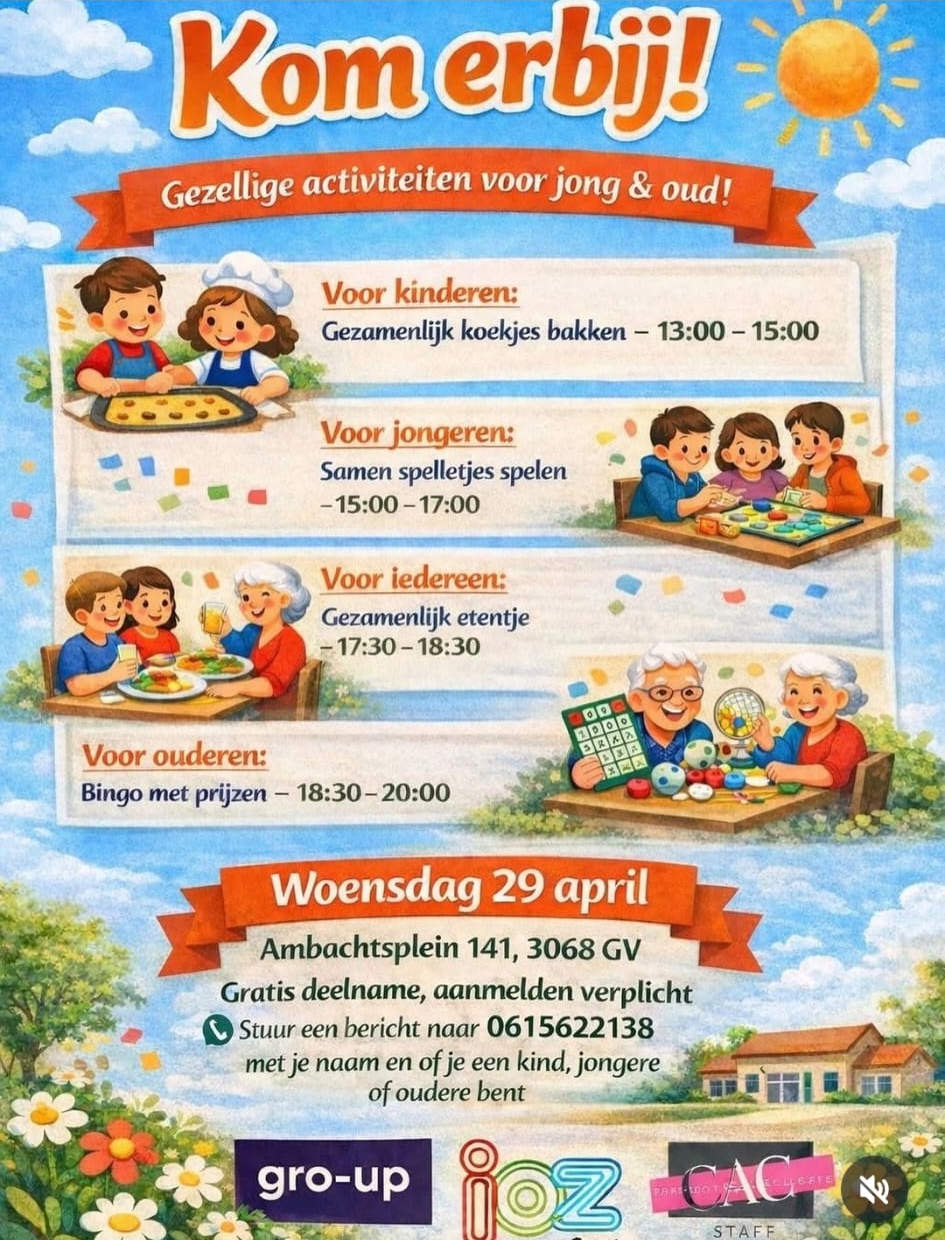 Gezellige buurtmiddag 29 april Ambachtsplein in Zevenkamp 