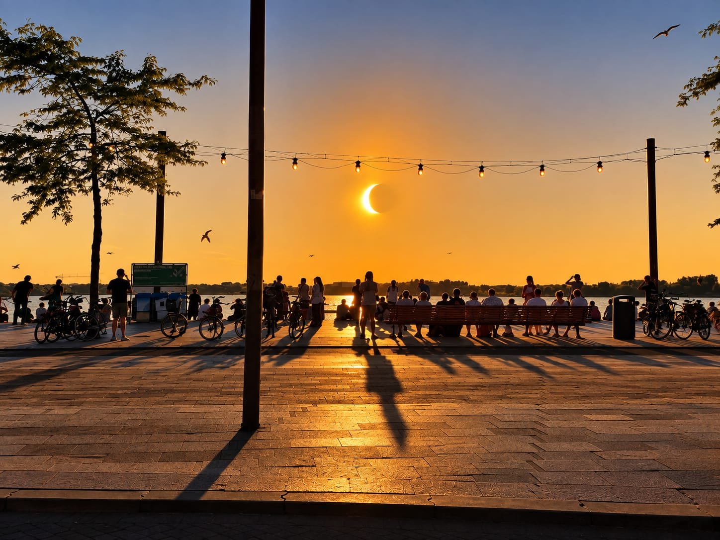 Duizenden zien de solar eclipse vanaf strand Nesselande