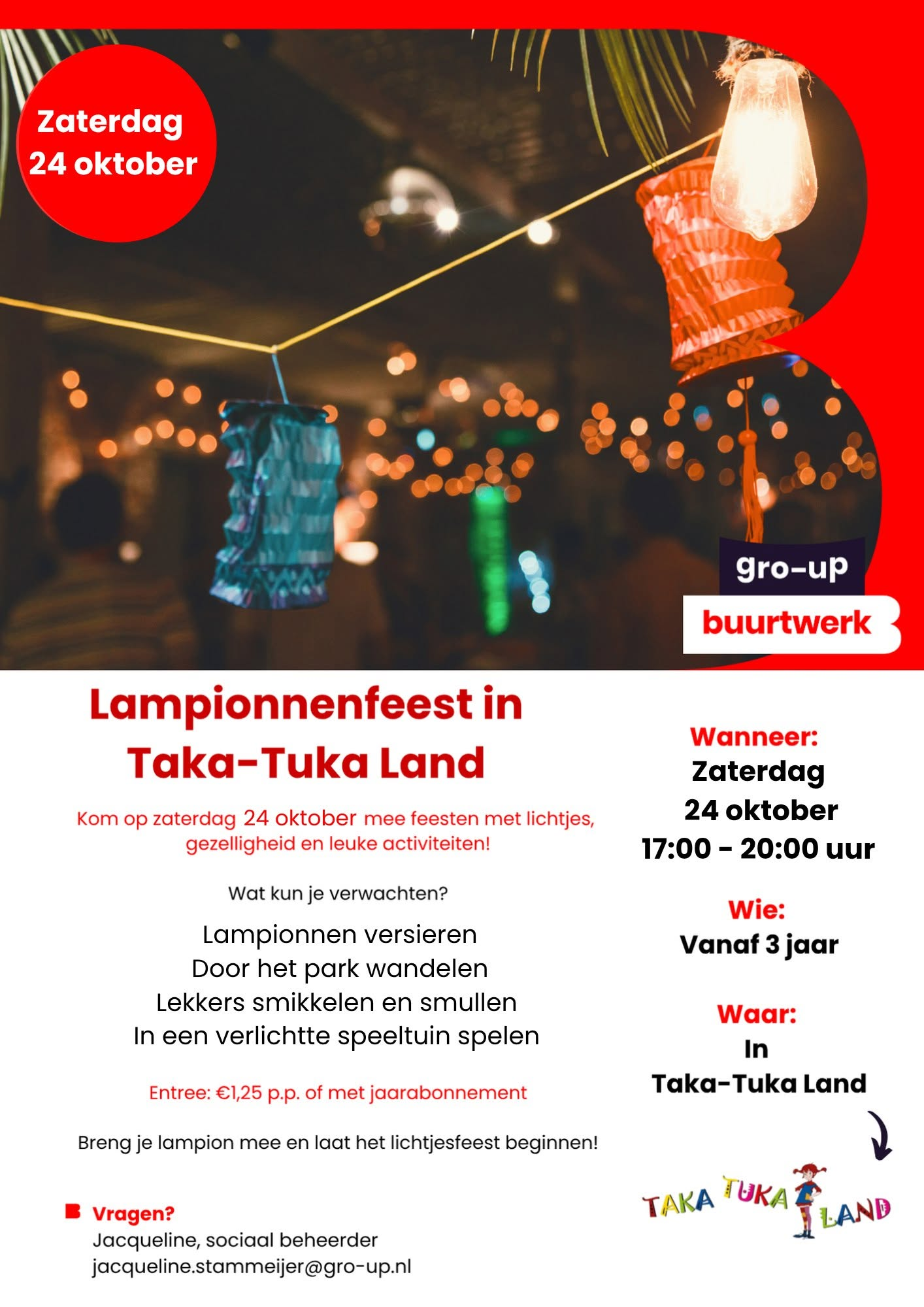 Lampionnenfeest bij Taka-Tuka Land op 24 oktober