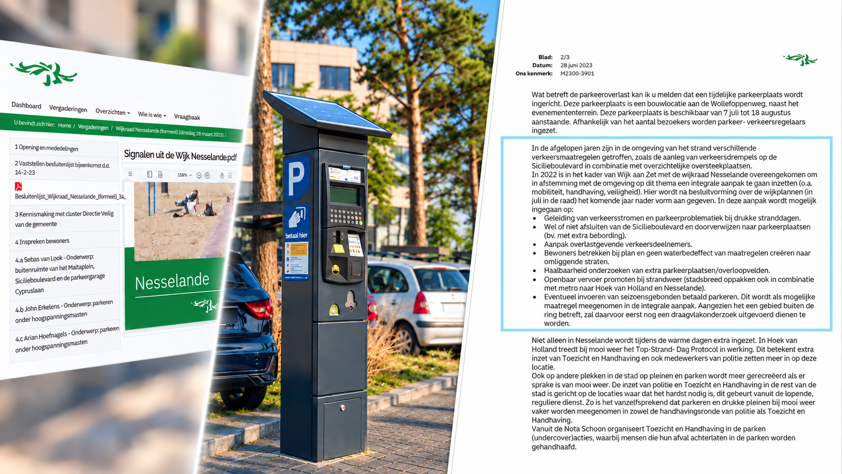 Wethouder Karremans sprak in 2023 al met wijkraad Nesselande over betaald parkeren.