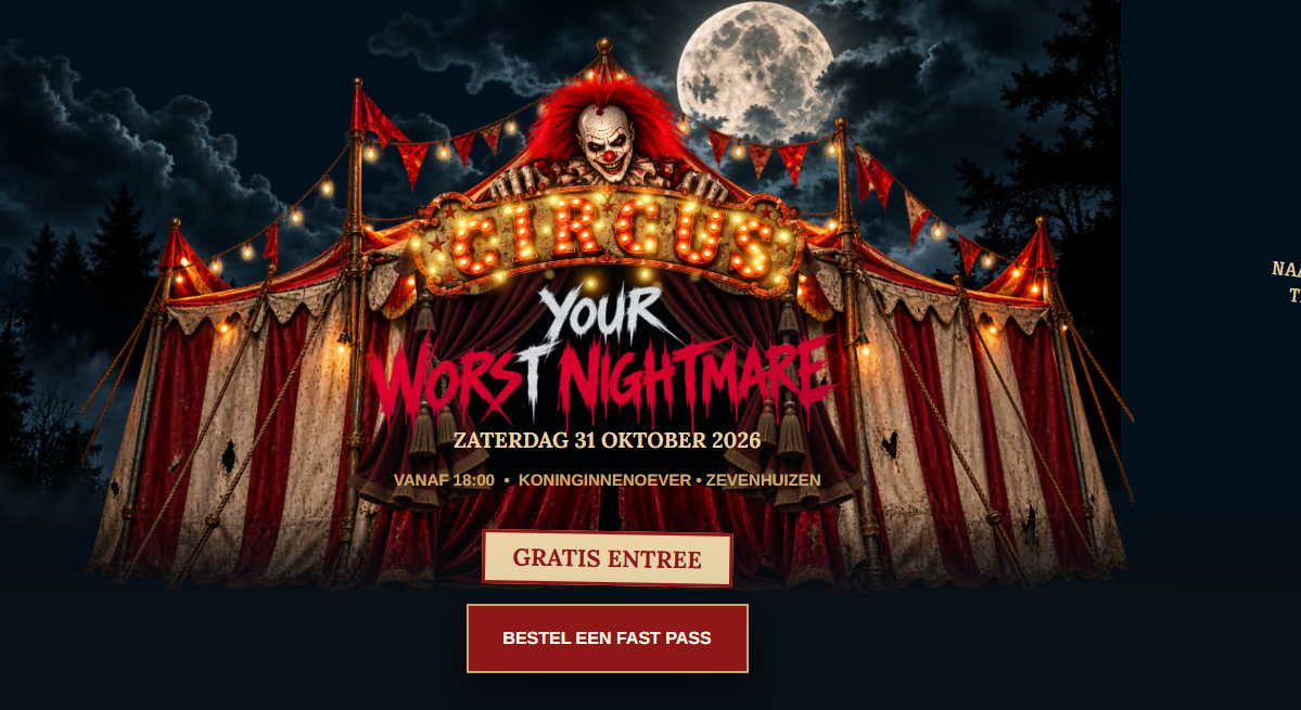 31 oktober 2026 een Halloween-circus in Zevenhuizen 